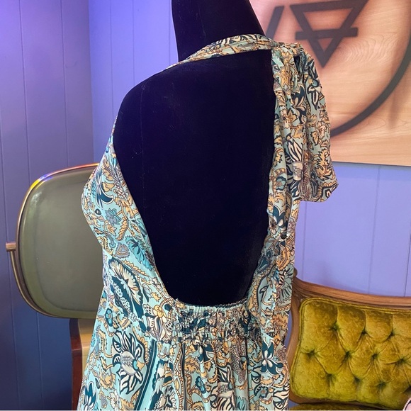 Vintage Zury Floral Boho Silk Halter Jumper Size One Size - Picture 7 of 8